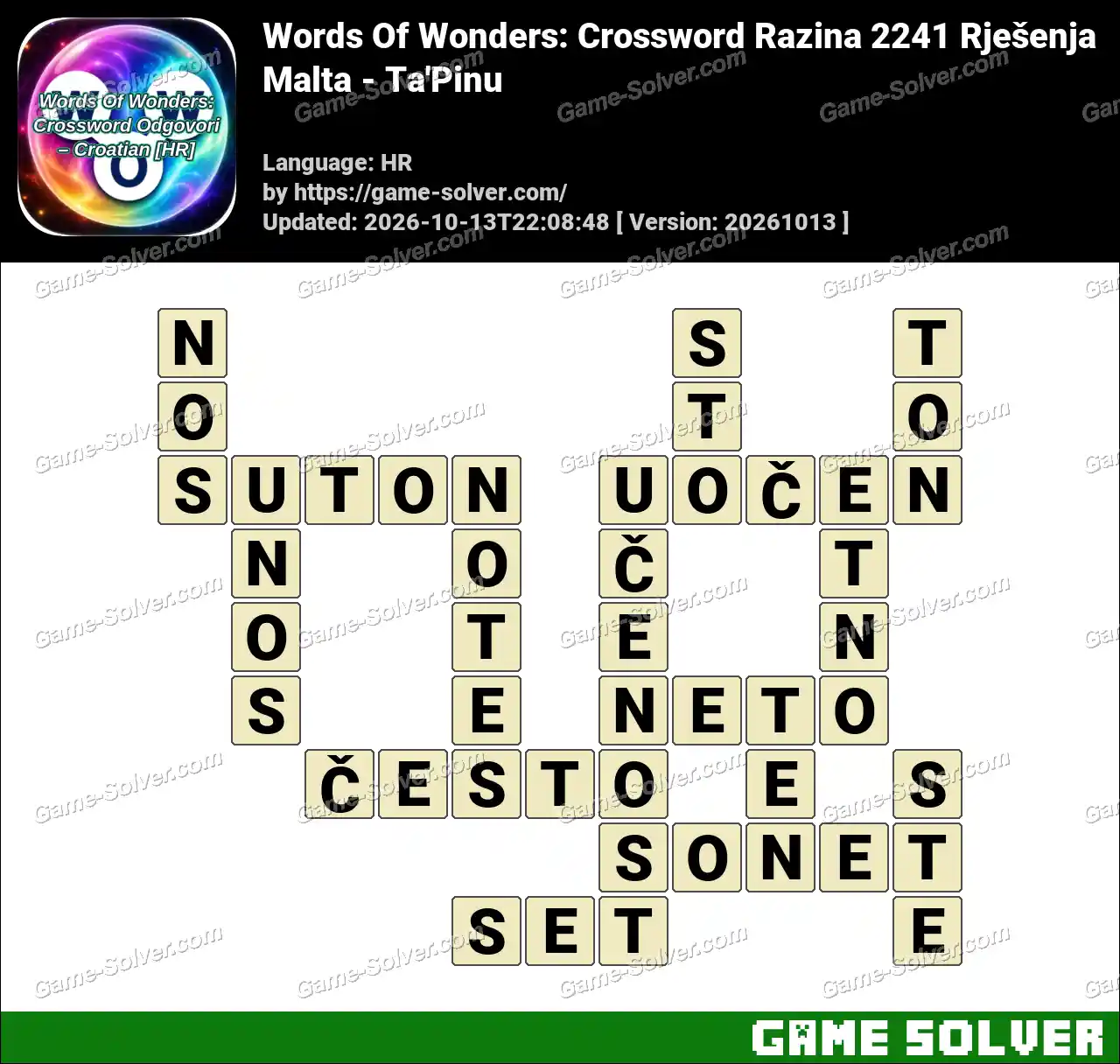 Words Of Wonders: Crossword Razina 2241 Rješenja – Malta – Ta’Pinu